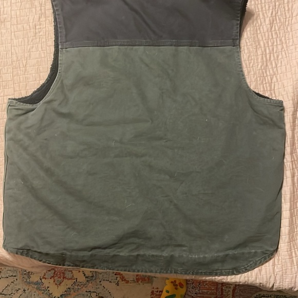 Carhartt Green Black Two Toned Canvas Sherpa Lined Vest Front Zip 2XL V33-355 - Picture 9 of 10
